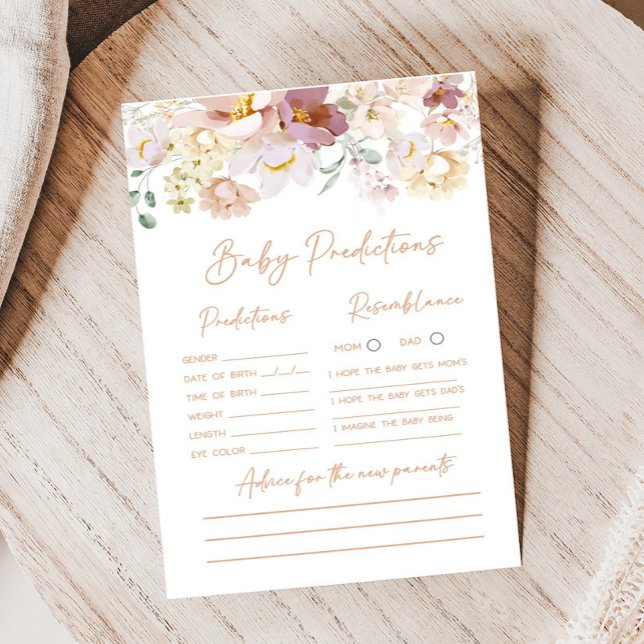 Bebê no Bloom Florals Jogo de Predicações de Bebês (Spring Wildflower Baby Shower Baby Predictions Game)