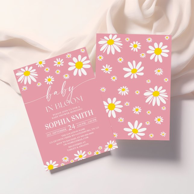 Bebê no Bloom Girl Daisy Chá de fraldas Convite (Criador carregado)