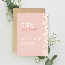Bebê no Bloom Pink Daisy Chá de fraldas Convite