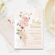 Bebê no Bloom Summer Floral Chá de fraldas Convite