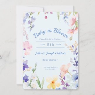 Bebê no Bloom Wildflower Chá de fraldas Convite