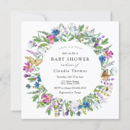 Bebê no Bloom Wildflower Chá de fraldas Convite