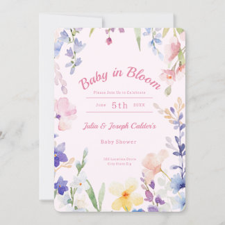 Bebê no Bloom Wildflower Chá de fraldas Convite