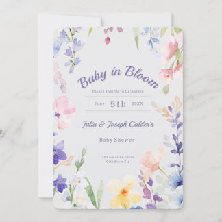 Bebê no Bloom Wildflower Chá de fraldas Convite