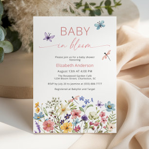 Bebê no Bloom Wildflower Chá de fraldas Convite