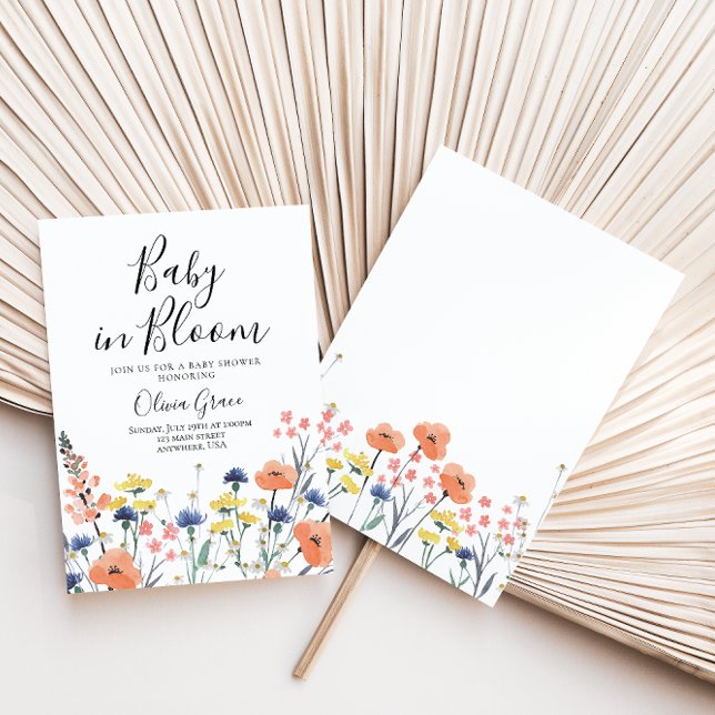 Bebê no Bloom Wildflower chá de fraldas Convite (Criador carregado)