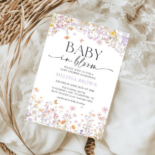 Bebê no Bloom Wildflower Chá de fraldas Convite