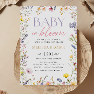 Bebê no Bloom Wildflower Chá de fraldas Convite