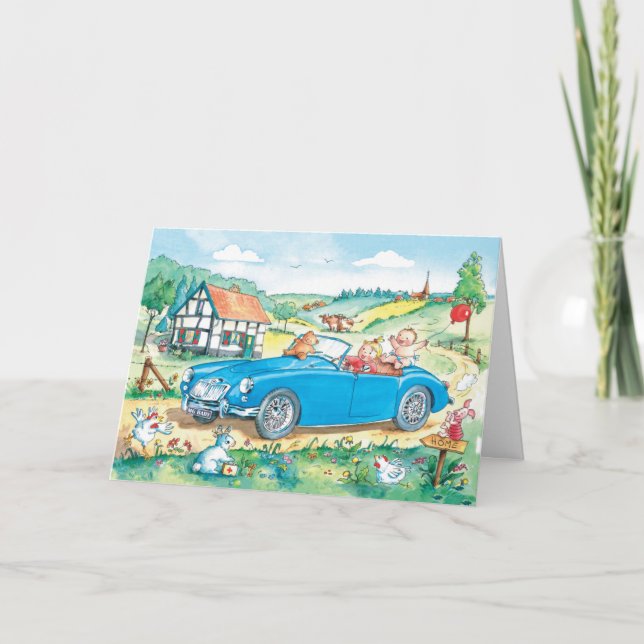 Bebê no carro do Oldtimer de MG - cartão do bebê (Frente)