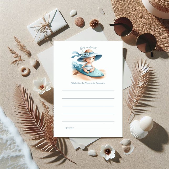 Bebê no Chá de fraldas costeiro Conselho (Baby on Board Coastal Baby Shower Advice Card)