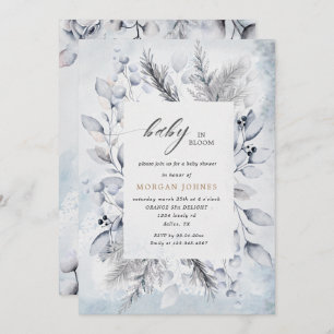 bebê no convite para chá de fraldas floral de inve