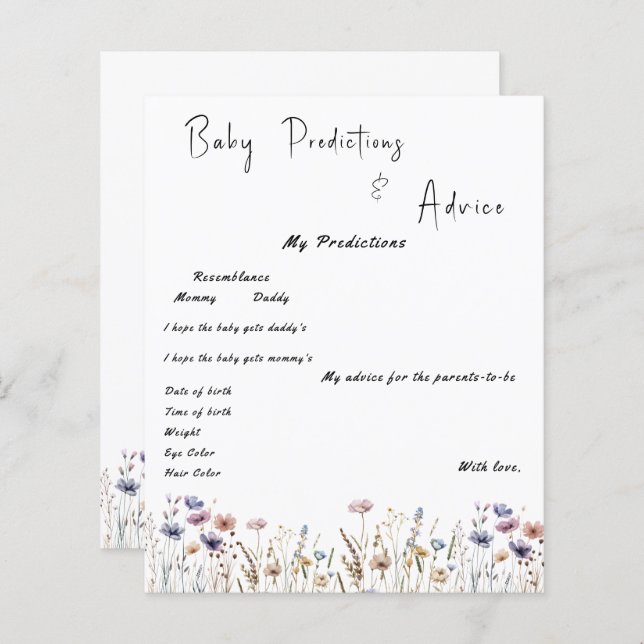 Bebê No Folheto De Chá de fraldas De Flor Selvagem (Frente/Verso)