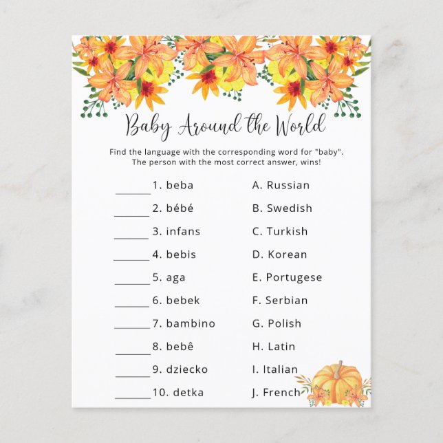 Bebê no mundo - Jogo do Chá de fraldas (Frente)