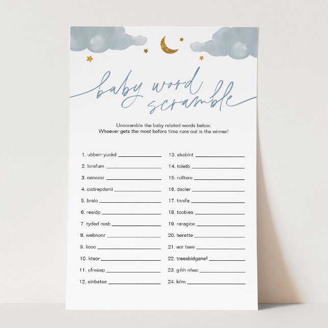 Bebê Palavra Escramble Twinkle Star Chá de fraldas (Criador carregado)