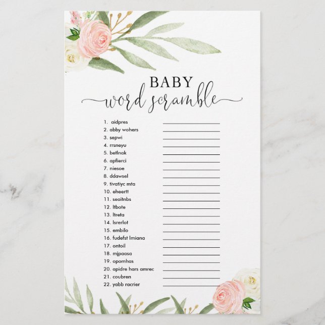 Bebê palavra esmaga chá de fraldas jogo rosa verde (Frente)