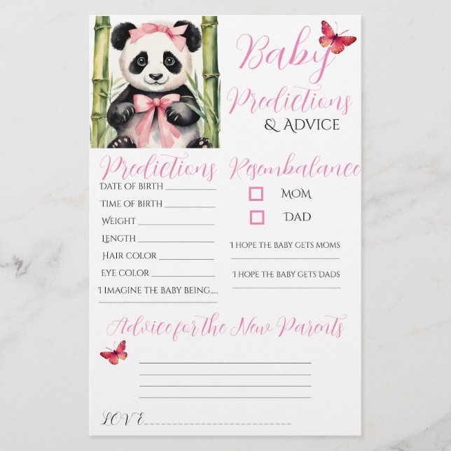 Bebê Panda Bear Girl Bear Predication Advice Card (Frente)