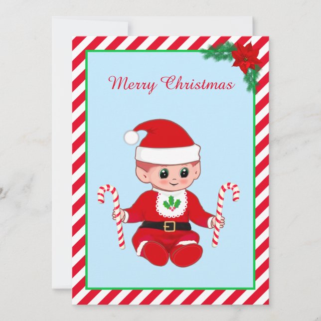 Bebê Papai Noel de Natal Fofo e Bengalas de Natal (Frente)