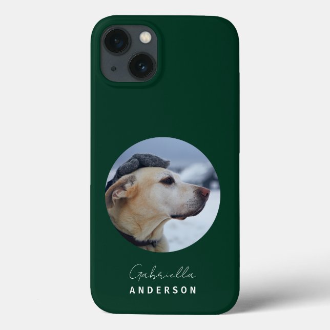 Bebê personalizado verde escuro Foto e nome do cão (Verso)