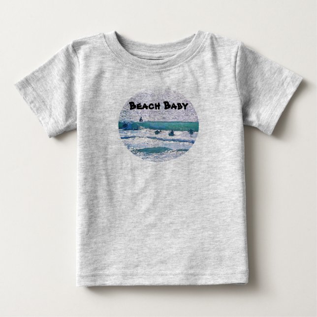 Bebê Praia Enforca 10 Surfer Baby T-Shirt (Frente)