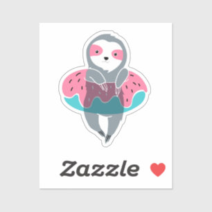 Bebê preguiça nadando no adesivo da piscina