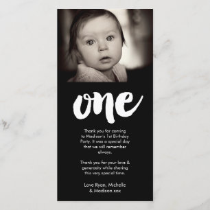 Bebê primeiro aniversario Obrigado Cartão com foto