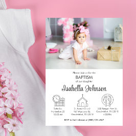 Bebê Rapariga Bautizo Convite Bonito Batismo Moder