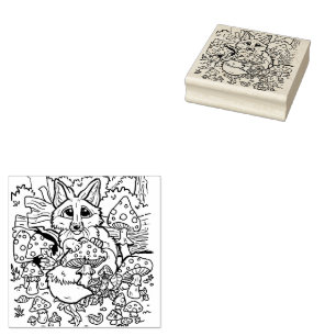 Bebê Raposa com Cogumelos Carimbo