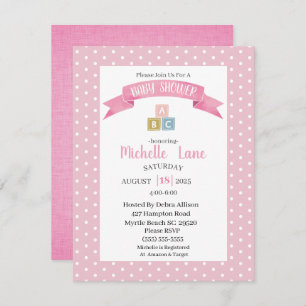 Bebê rosa Bloqueia Convite para Chá de Menina