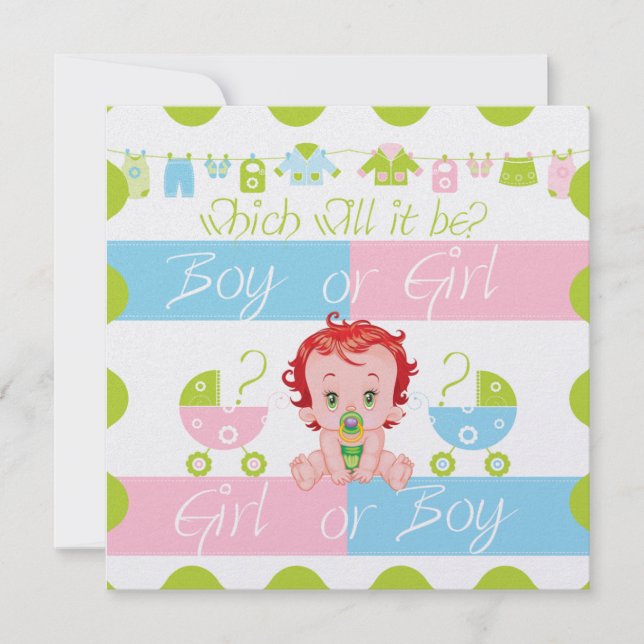 Bebê Rosa e Azul Convite de festas Revelação (Frente)