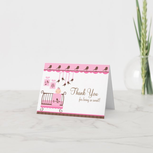 Bebê Sala Rosa Obrigado Cartão de Nota (Frente)