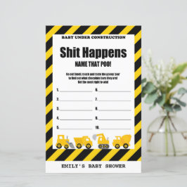 Bebê sob Chá de fraldas de Construção Impresso