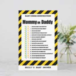 Bebê sob Chá de fraldas de Construção Impresso