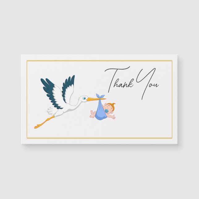 Bebê Stork com Script Elegante Obrigado (Frente)