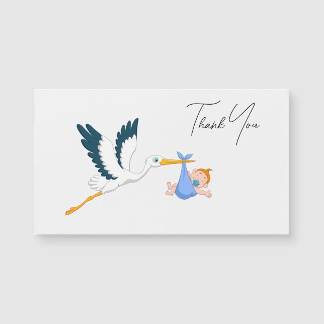 Bebê Stork com Script Elegante Obrigado (Frente)