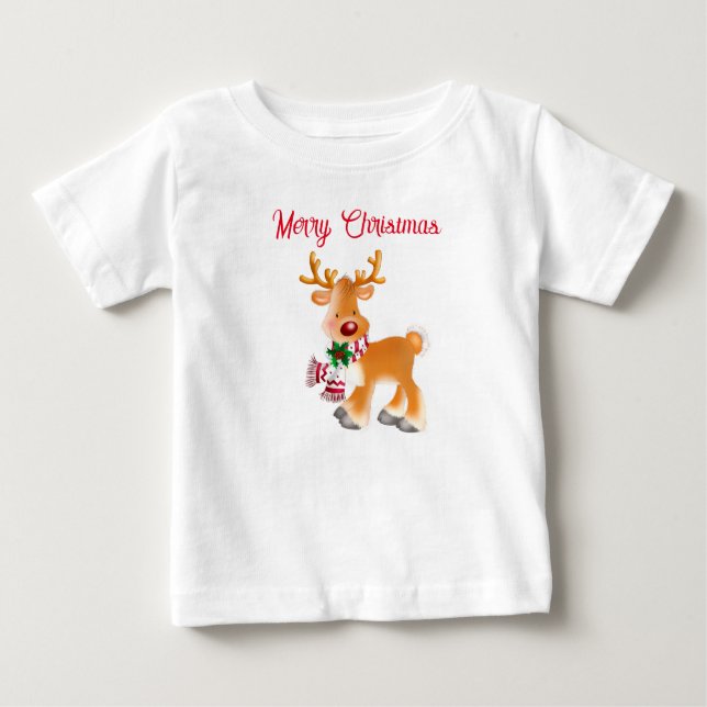 Bebê T-Shirt Holiday Rudolph (Frente)