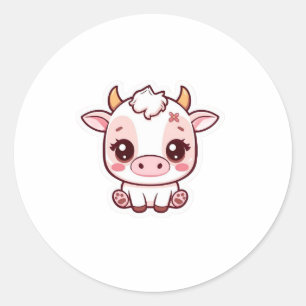 Bebê Vaca Kawaii Adesivo – Vaca Chibi Fofa Pastel