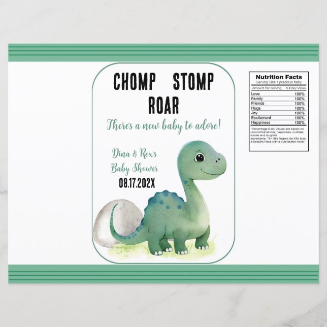 Bebê Verde Dinossauro Chomp Stomp Roar Chip Bag (Frente)