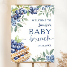 Bebê Waffle de Mirtilo Menino Brunch Chá de Bebê 