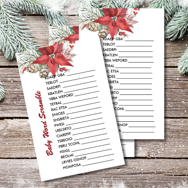 Bebê Word Scramble bebê de inverno em poinsettia f (Criador carregado)