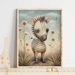 Bebê Zebra Animal Africano   Impressão de Parede d