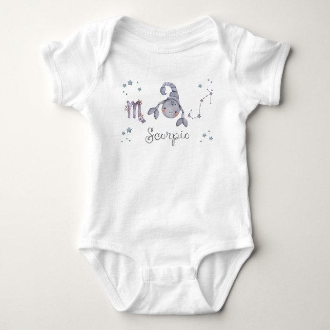 Bebê Zodíaco Bebê Escorpião BodySuit e Camiseta (Frente)