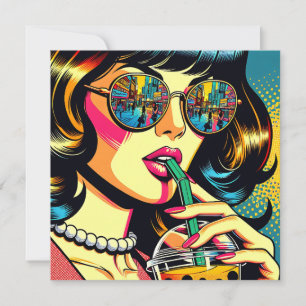 Bebendo Boba da Bonito Mulher da revista pop Art C