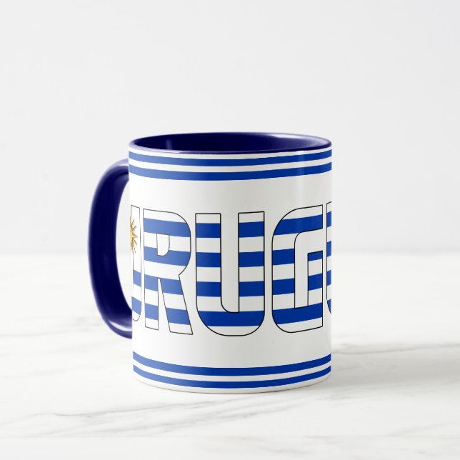 "Bebendo com o Uruguai" Caneca de Café Patriótica (Frente Esquerda)