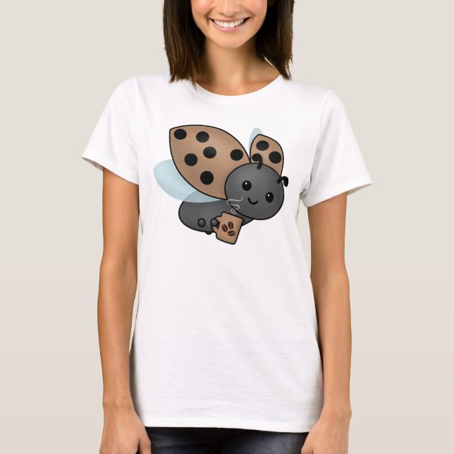 Bebendo de café Ladybug T-Shirt (Frente)