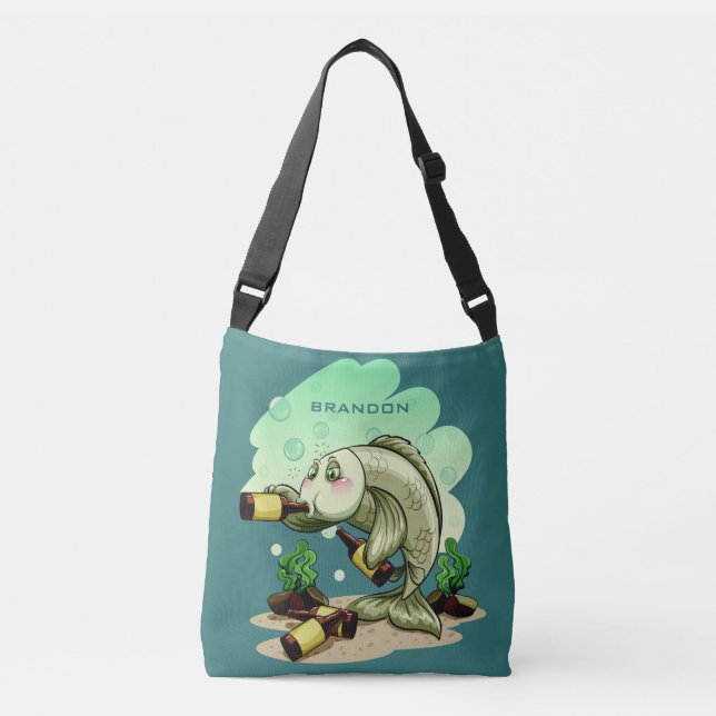 Bebendo Fish nome personalizado bolsas (Frente)