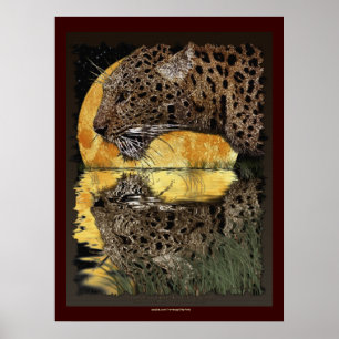 BEBENDO LEOPARD em SUNSET Art Poster