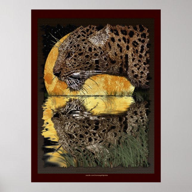 BEBENDO LEOPARD em SUNSET Art Poster (Frente)