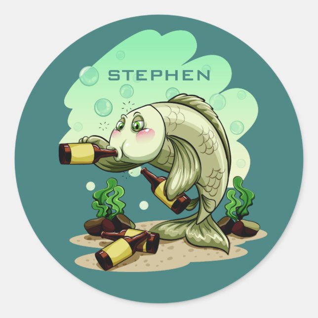 Bebendo Peixe com autocolantes personalizados (Frente)