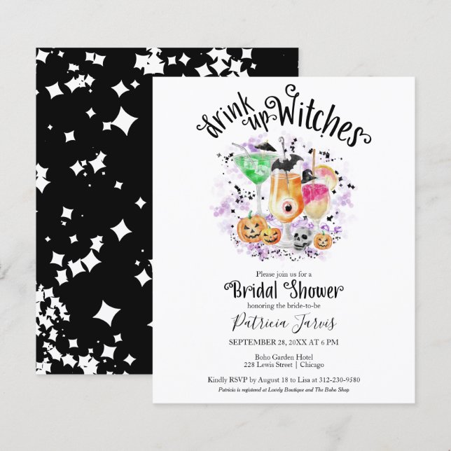 Beber Bruxas com Chá de panela Convites de Orçamen (Frente/Verso)