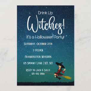 Beber Bruxas Escuras Festa de Halloween Convite
